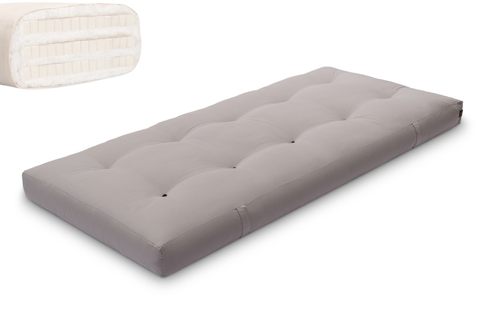 Materac 90x200 naturalny z lateksem - Futon Pascall Comfort Trio Latex Szary