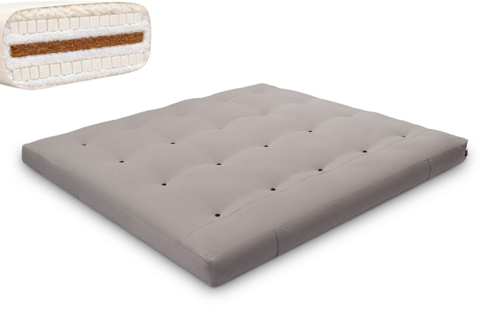 Materac 180x200 naturalny z wełną, kokosem i 2x lateks - Futon Pascall Comfort Wool Szary