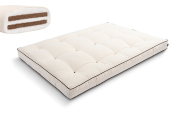 Materac 140x200 naturalny z kokosem - Futon Pascall Medium Duo Coco Kedro Ecru