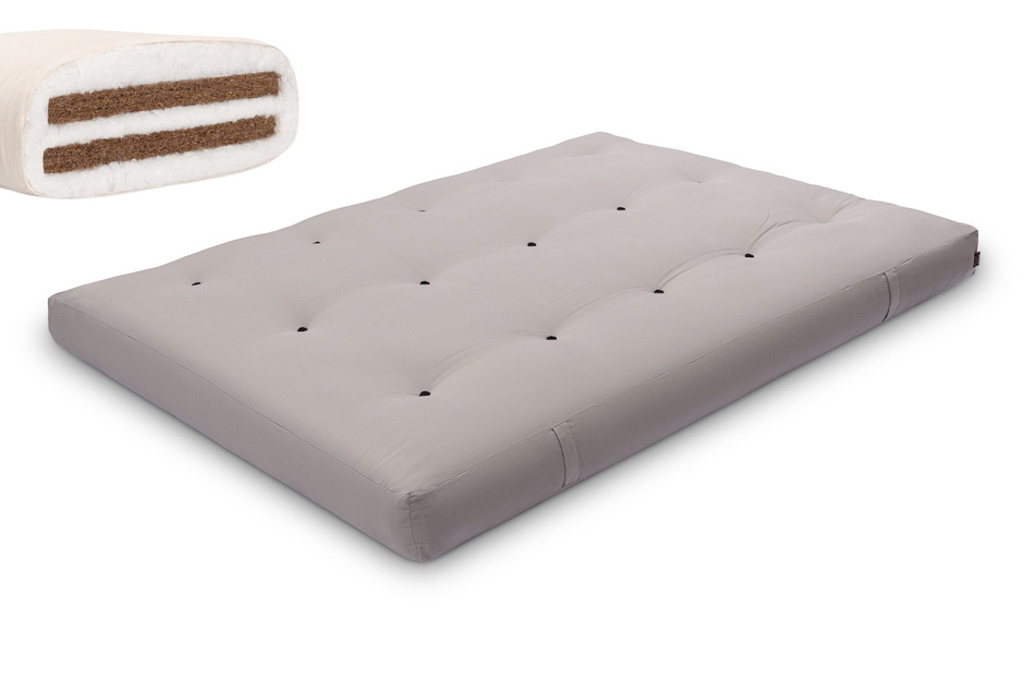 Futon Pascall Medium Duo Coco - Materac 160x200 Szary - naturalny z kokosem