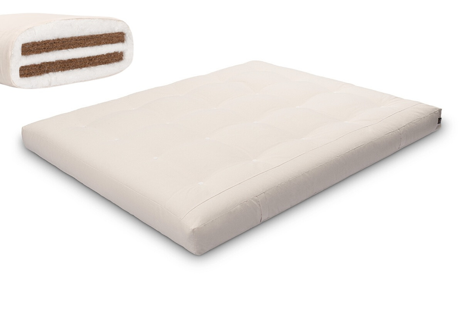 Materac 160x200 naturalny z kokosem - Futon Pascall Medium Duo Coco Ecru