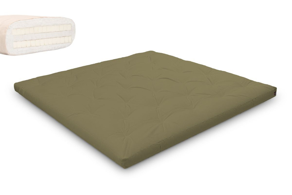 Materac 200x200 naturalny z lateksem - Futon Pascall Slim Duo Latex Khaki