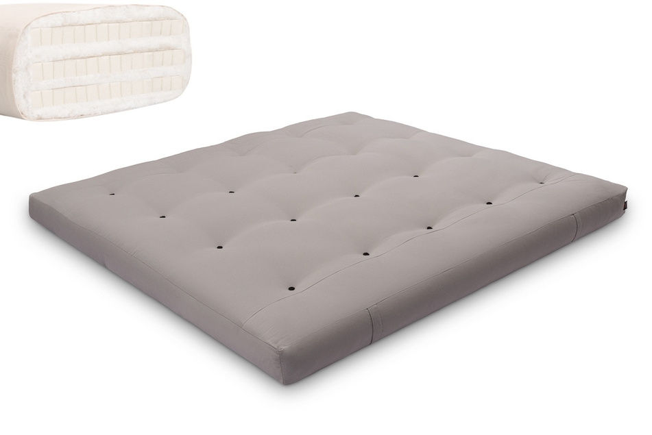 Materac 180x200 naturalny z lateksem - Futon Pascall Comfort Trio Latex Szary