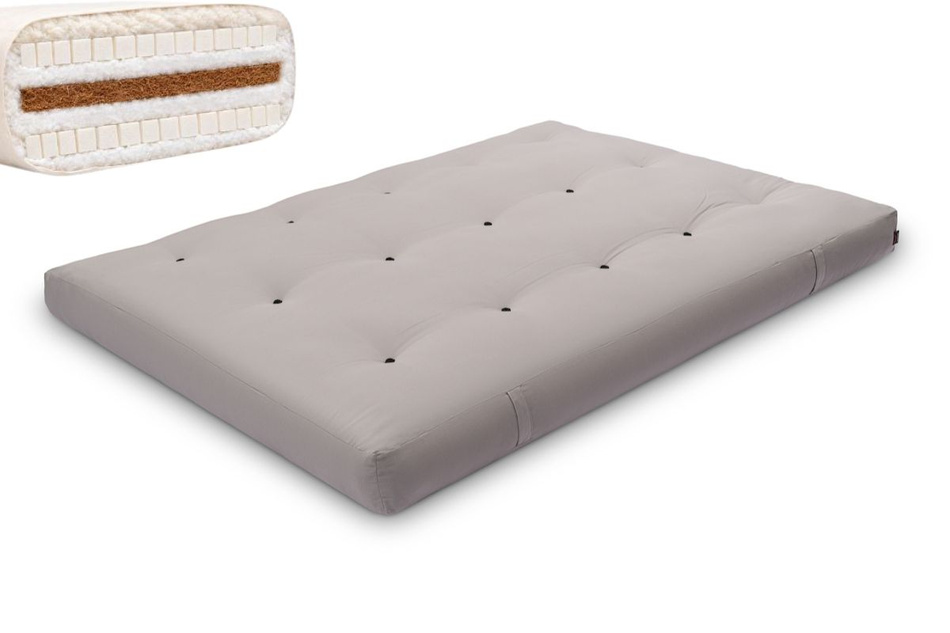 Materac 140x200 naturalny z wełną, kokosem i 2x lateks - Futon Pascall Comfort Wool Szary