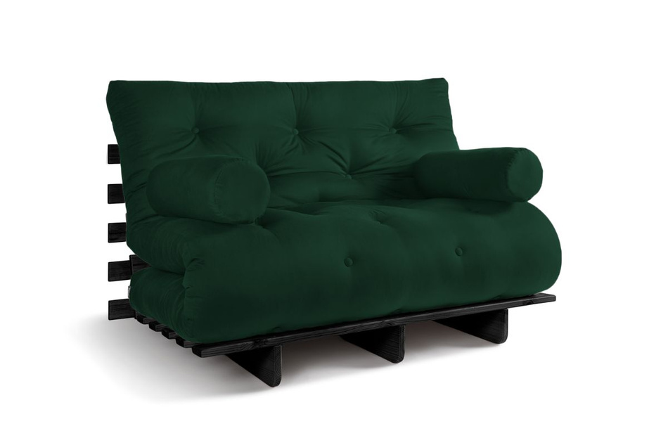 Sofa rozkładana 120x200 - Slim Exclusive Black - Pascall Futon Butelkowa Zieleń