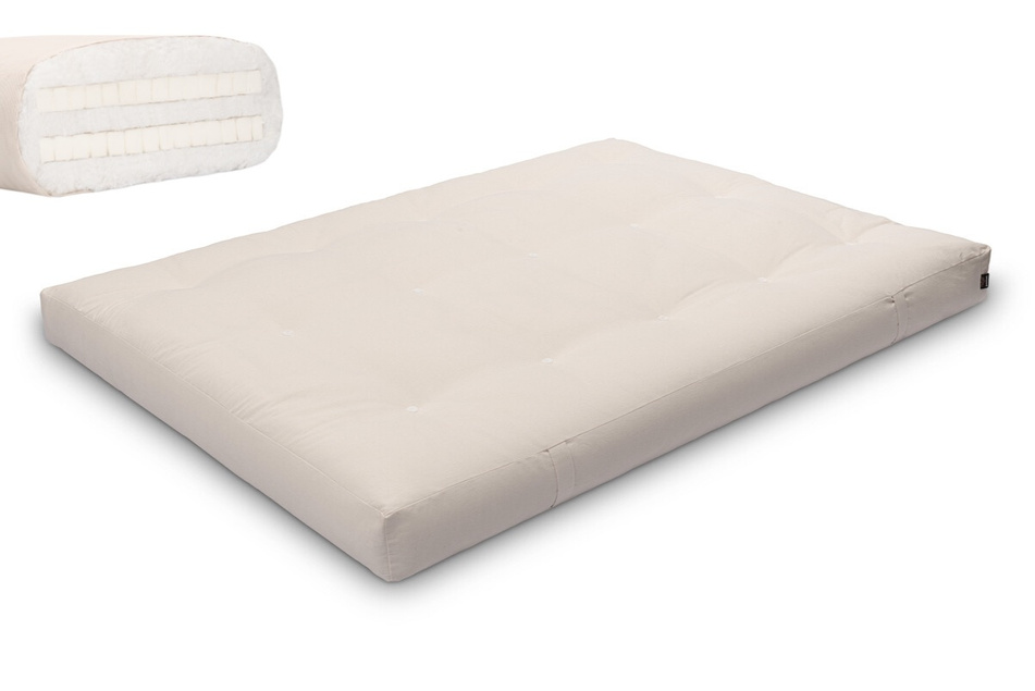 Materac 140x200 naturalny z lateksem - Futon Pascall Medium Duo Latex Ecru