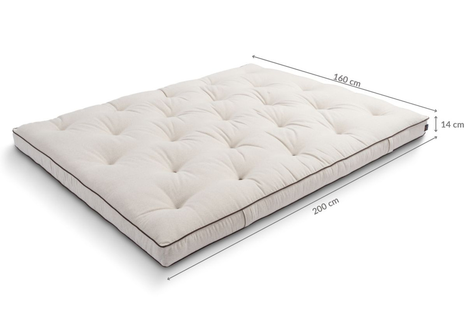 Materac 160x200 naturalny z lateksem - Futon Pascall Slim Duo Latex Kedro Len
