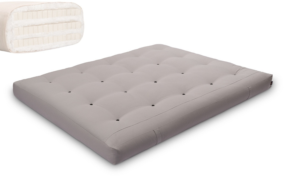 Materac 160x200 naturalny z lateksem - Futon Pascall Comfort Trio Latex Szary