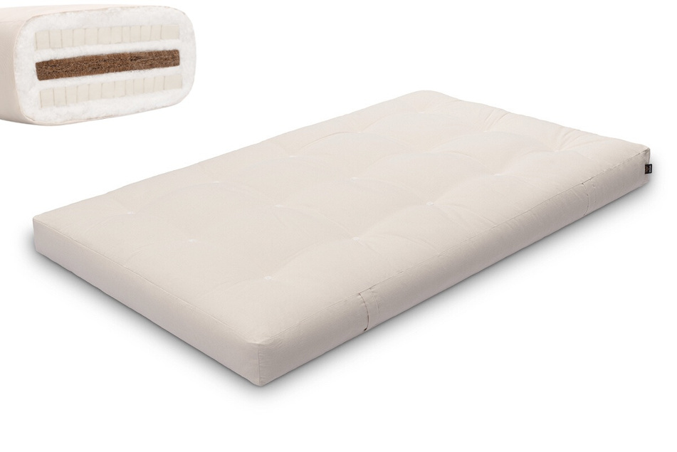 Materac 120x200 naturalny z kokosem i 2x lateks - Futon Pascall Comfort Relax Ecru