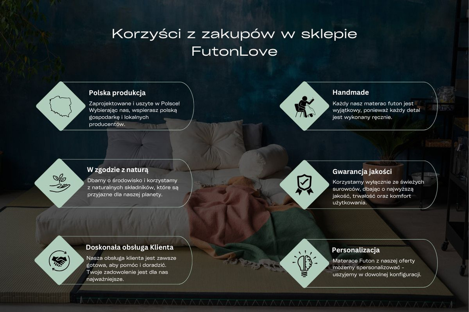 Futon Pascall Medium Duo Latex - Materac 120x200 Szary - naturalny z lateksem
