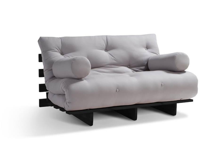 Sofa rozkładana 120x200 - Slim Comfort Black - Pascall Futon Gołębi Popiel