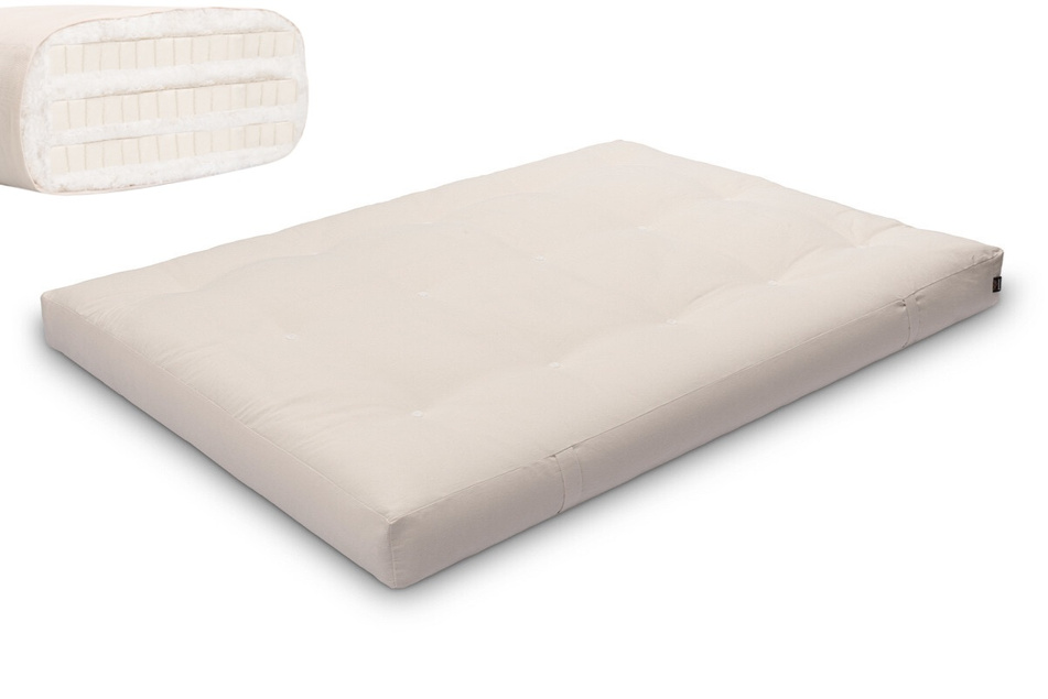 Materac 140x200 naturalny z lateksem - Futon Pascall Comfort Trio Latex Ecru