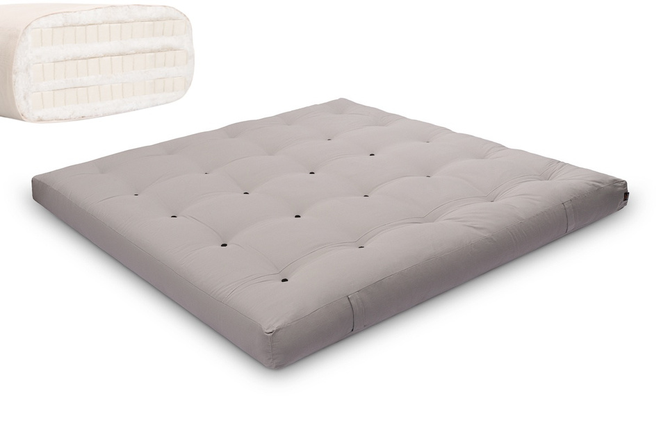 Materac 200x200 naturalny z lateksem - Futon Pascall Comfort Trio Latex Szary