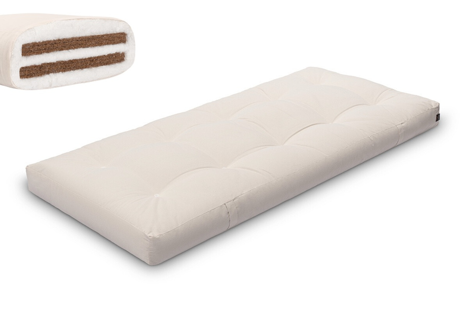 Materac 90x200 naturalny z kokosem - Futon Pascall Medium Duo Coco Ecru