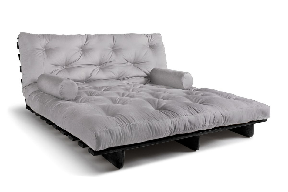 Sofa rozkładana 180x200 - Slim Comfort Black - Pascall Futon Gołębi Popiel