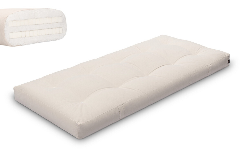 Materac 90x200 naturalny z lateksem - Futon Pascall Medium Duo Latex Ecru