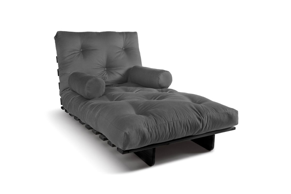Sofa rozkładana 90x200 - Slim Comfort Black - Pascall Futon Szary