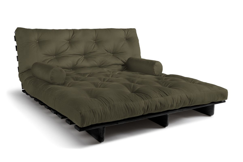 Sofa rozkładana 180x200 - Slim Exclusive Black - Pascall Futon Khaki
