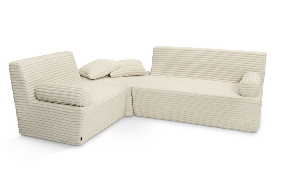 Narożnik z funkcją spania Flexio - Pascall - sztruksowy Kremowy