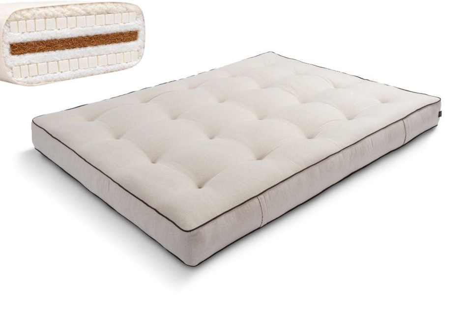 Materac 180x200 naturalny z wełną, kokosem i 2x lateks - Futon Pascall Comfort Wool Kedro Len