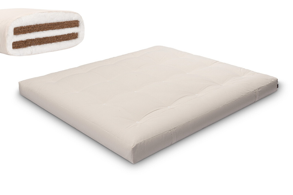 Materac 180x200 naturalny z kokosem - Futon Pascall Medium Duo Coco Ecru