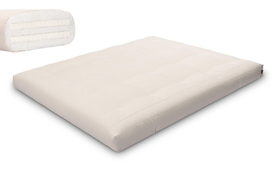 Materac 160x200 naturalny z lateksem - Futon Pascall Medium Duo Latex Ecru