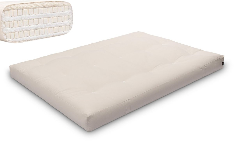 Materac 140x200 naturalny z lateksem - Futon Pascall Comfort Trio Latex Wool Ecru