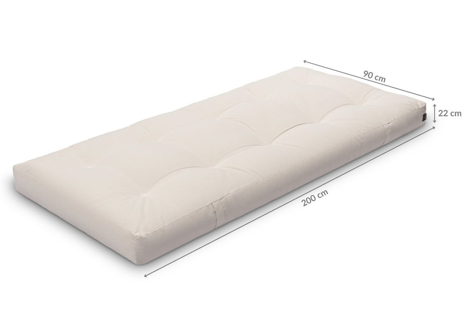 Materac 90x200 naturalny z lateksem i 2x kokosem - Futon Pascall Comfort Relax Hard Ecru