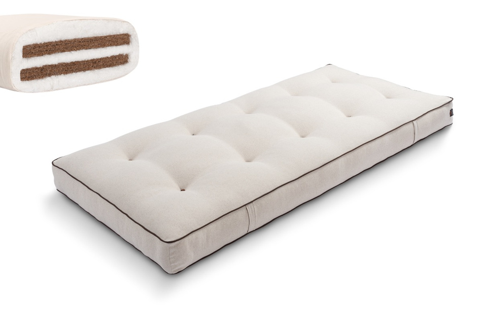 Materac 90x200 naturalny z kokosem - Futon Pascall Medium Duo Coco Kedro Len
