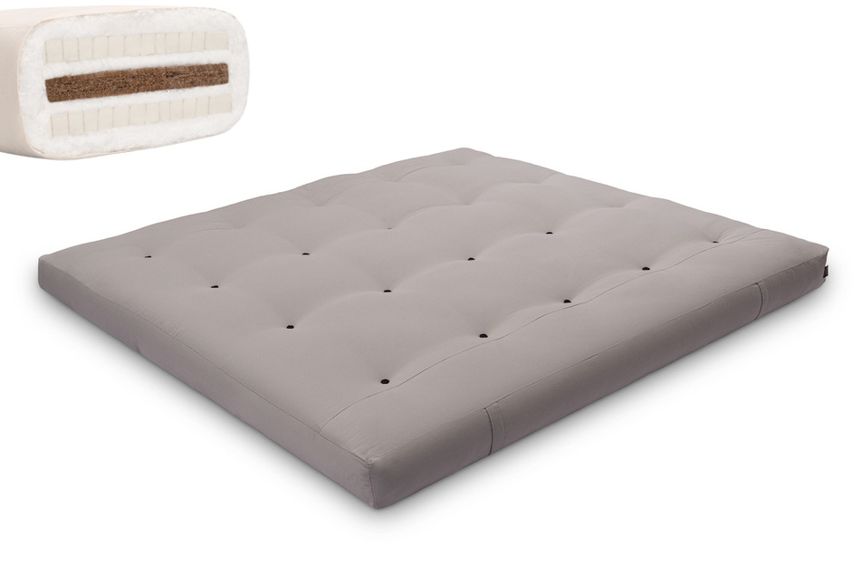 Materac 180x200 naturalny z kokosem i 2x lateks - Futon Pascall Comfort Relax Szary