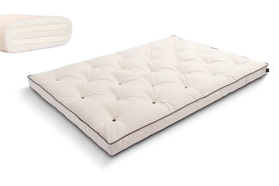 Materac 140x200 naturalny z lateksem - Futon Pascall Slim Duo Latex Kedro Ecru