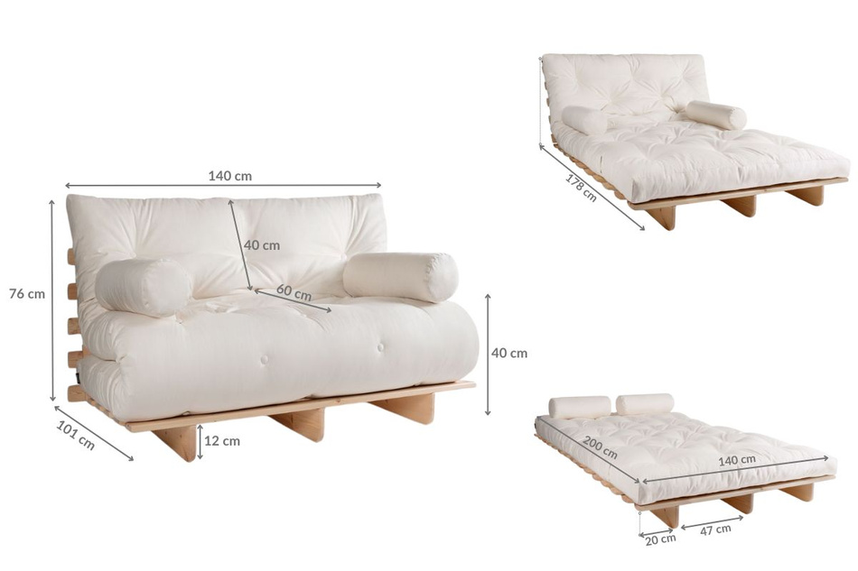 Sofa rozkładana 140x200 - Slim Exclusive Classic - Pascall Futon Modrakowy