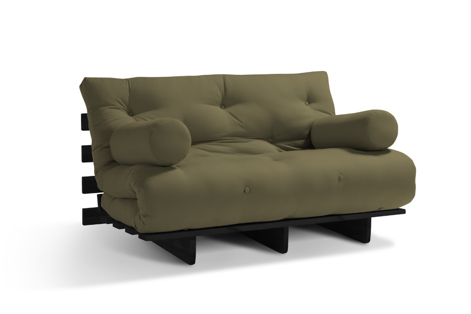 Sofa rozkładana 120x200 - Slim Basic Black - Pascall Futon Khaki