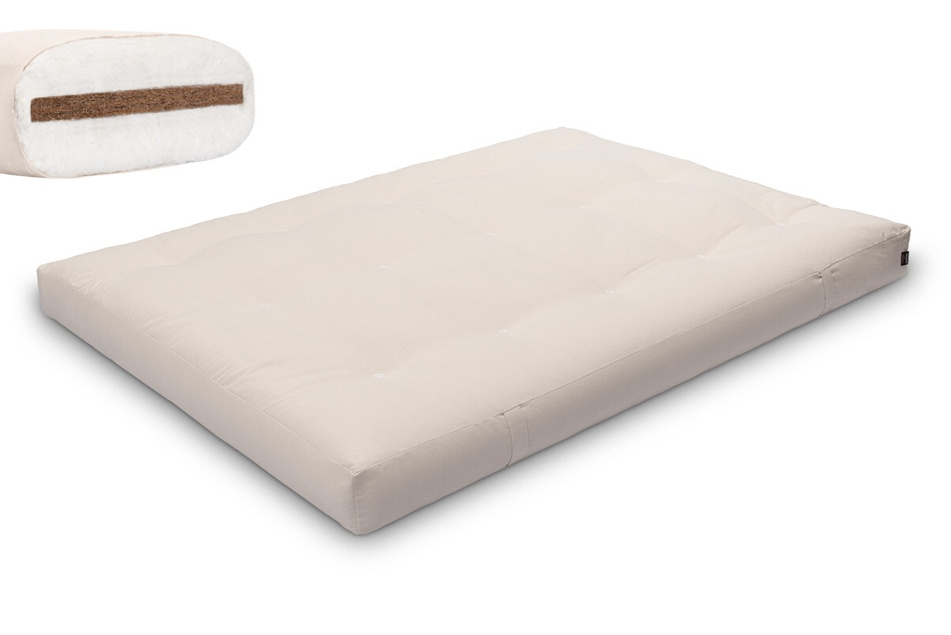 Materac 140x200 naturalny z kokosem - Futon Pascall Medium Coco Ecru