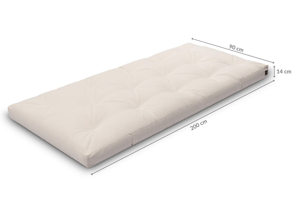 Materac 90x200 naturalny z lateksem - Futon Pascall Slim Latex Czarny