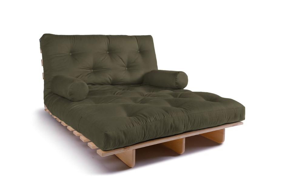 Sofa rozkładana 120x200 - Slim Comfort Classic - Pascall Futon Khaki